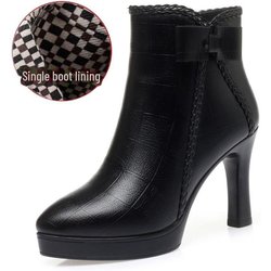 Herbst/Winter Damen Stiletto Stiefeletten - Spitzschuh, Kleiner Absatz, Plus Samt 38