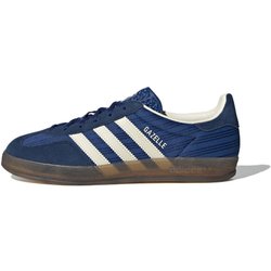 adidas Gazelle Indoor Blue Pinstripe Satin Women Sneakers Victory-Blue Night-Indigo Cream-White JS1410 36⅔