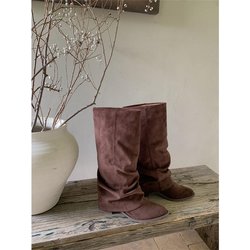 2024 Herbst/Winter Modische Damen kniehohe Stiefel mit dickem Absatz im europäischen und amerikanischen Stil 39 braun