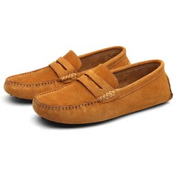 Fashion High Quality Men's Loafers Handmade Suede Genuine Fashion Mens Shoes Flat Comfort Driving Shoes Lightweight Slip on Casual Shoes 38 hellbraune