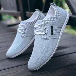 Sommer atmungsaktive Segeltuchschuhe Herren Casual Bean Schuhe Männer Leinen alte Peking Tuch Schuhe 42 hellblaue