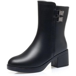 Damen Echte Winterstiefel Bequeme warme Damen Lange Stiefel Schuhe Schneestiefel 35 schwarz