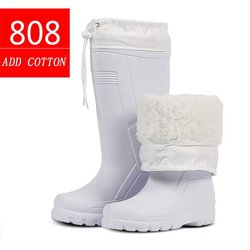 Winter-Regenstiefel und Samt-warme Herren-Regenstiefel mit hohem Schlauch, rutschfeste Baumwoll-Wasserschuhe, dicke Gummischuhe, wasserdichte Schuhe 41