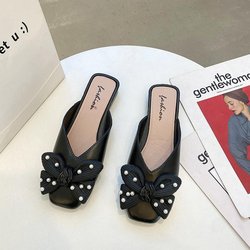 Baotou Halbschuhe Damen Spitz Dicke Jelly-Slipper Plastik Rutschfest Einfach Joker Mode Slipper 36 schwarz