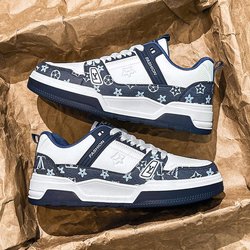 „Vielseitige weiße Herren-Sneaker im koreanischen Stil – bequeme, trendige Freizeit-Sportschuhe mit dicker Sohle“ 40 weiß/blau
