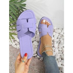 Große flache Sandalen für den Sommer, verschleißfeste Hausschuhe, bonbonfarbene Hausschuhe 42 violett