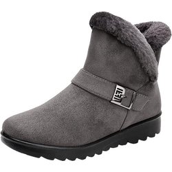 Winterstiefel Damen 2024 Dicker Plüsch Warme Schneestiefel Damen Reißverschluss Komfortable Outdoor Stiefeletten Casual Baumwollschuhe 43 grau
