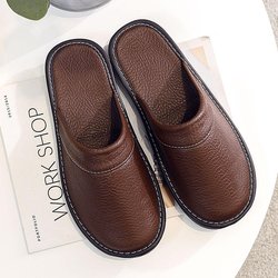 Paare Einfache Lederpantoffeln Herren Zuhause Frühjahrsschuhe 2024 Trend Flach Präzisionsnähte Herrenpantoffeln Indoor Lederschuhe 11