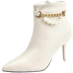 Damen Stiefel Mode Dünne High Heel Stiefeletten Sexy Spitzschuh Reißverschluss Stiefel Herbst Winter Damen Schuhe Weiße Stiefel 35 beige