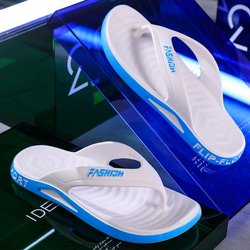Strapazierfähige, rutschfeste und desodorierende Flip-Flops für Herren: Stilvolle Strandschuhe für Sommerausflüge oder den Heimgebrauch 40-41 weiß/blau