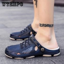 Neue Sommer Loch Schuhe Herren Hausschuhe Casual Mode Halb Hausschuhe Slip Lazy Beach Schuhe Sandalen 45
