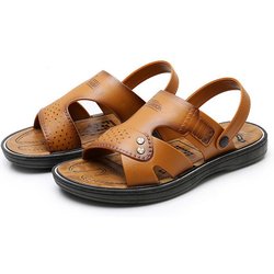 Sandalen Herren-Strandschuhe, rutschfest, verschleißfest, Sommer-Oberbekleidung, Herrensandalen, lässig, flache Sandalen mittleren Alters, einfache und bequeme braune Sandalen 40