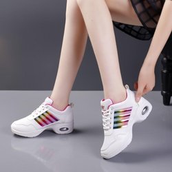 Tanz-Sneaker für Damen, Jazz-Schuhe, Mesh, moderne Außensohle, Tanz-Sneaker, atmungsaktiv, leicht, Tanz-Fitnessschuhe für Damen 39 weiß