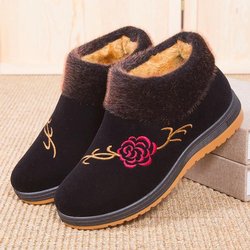 Damen Winter Plus Samt gepolsterte Baumwollschuhe Rutschfeste Kurzrohr-Mutter Baumwollstiefel 35 schwarz