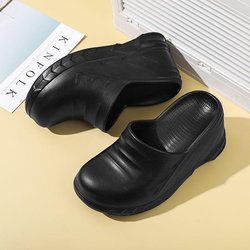 A-Linien-Hausschuhe für Damen, für den Sommer im Freien, dicke Sohle, erhöhte Ferse, Sandalen, Bad zu Hause, wasserdicht, geruchshemmend, rutschfest 40 schwarz