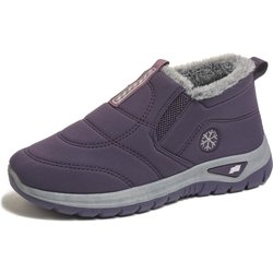 Winter Damen Schneestiefel, Fleece und verdickte warme Baumwollschuhe, rutschfest, wasserdicht und ölabweisend, bequeme Mama-Schuhe 39 violett