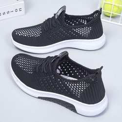 Sommer-Stoffschuhe, Damen-Netzschuhe, atmungsaktive Hohlnetzschuhe, weiche Sohle, vielseitige Sport- und Freizeitschuhe 41 schwarz