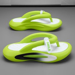 MCTIN Unisex-Flip-Flop-Sommer-Strandschuhe, rutschfeste Plateau-Hausschuhe für Damen, 5 cm weiche, dicke Sohle, EVA-Slipper für Herren 37 grün