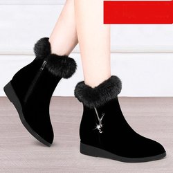 Winter Schneestiefel Plus Samt Dicke Warme Schuhe Damen Baumwollstiefel Rutschfeste Schuhe mit weichen Sohlen High-Top-Stiefel 35 schwarz