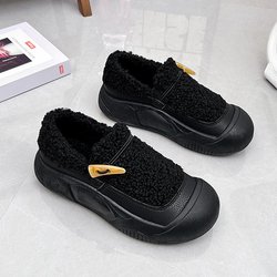 Plattform Frauen Pelz Kurze Plüsch Schnee Stiefel Casual Loafers Schuhe Winter Warme Chelsea Stiefel Mid Heels Trend 40 schwarz