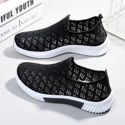 Mode Mesh Schuhe Damenschuhe Sportschuhe Atmungsaktive Flats Weiche Sohle Casual Sneakers 40 schwarz