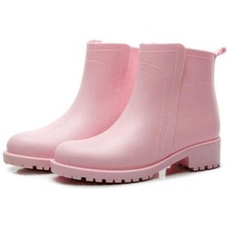 WTEMPO Damen Regenschuhe, weiche Sohle, verschleißfest, modisch, einfarbig, für den Außenbereich, Mittelrohr, wasserdicht, rutschfeste Gummischuhe, Dropshipping Großhandel 40 rosa