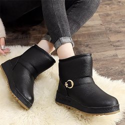 Damen-Schuhe mit Plus-Samt-Fütterung, Kurze Schneestiefel, Rutschfeste Warme Winterstiefel, Damen-Baumwollschuhe mit Kaschmir 36