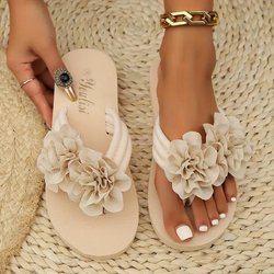 Neu Große Plattform Flip-flops Einfarbig Blume Mode Retro Flip-flops 37