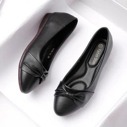 Echtes Leder Sehnensohle Schuhe Damenmode Bequeme Beanie Schuhe Frühlings- und Herbstschuhe 38