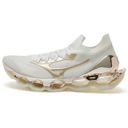 Hajime Sorayama x Mizuno Wave Prophecy Weiß Champagnergold Unisex Sneaker D1GA212504 42