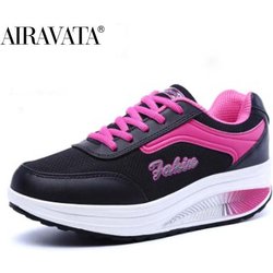 Dame Mode Fitness Schuhe Sport Atmungsaktive Shake Schuhe Frauen Mesh Schuhe Casual Plattform Turnschuhe 35 schwarz