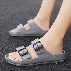 EVA Pantoletten Sommer Herren Indoor Zuhause Mode Hausschuhe Outdoor Rutschfest Dicke Sohle Weiche Sohle Strandsandalen 45 grau