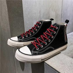 39-44 Herren High-Top-Canvas-Schuhe Paare Flache Schuhe Rutschfestes Deodorant Atmungsaktiv Verschleißfeste Bequeme Reißverschluss-Skateboard-Schuhe 39