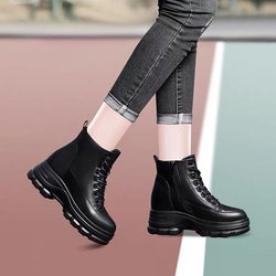 Damen Winter Schneestiefel High-Top Schuhe Lässig Damen Wasserdicht Warm Leder Stiefeletten Weiblich Hohe Qualität Plüsch Innenstiefel 40 schwarz