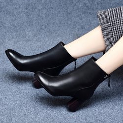 Damen Stiefeletten Herbst Winter High Heel Warm Spitz Elastizität Knöchel Chelsea Fashion Casual Schuhe 35 schwarz