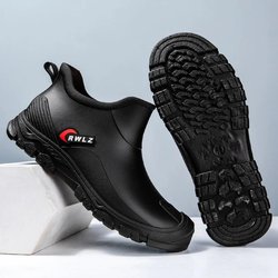 Regenstiefel für Herren, modische, rutschfeste, wasserdichte Gummischuhe für alle Jahreszeiten, zum Angeln, Arbeiten, Autowaschen, verschleißfeste Wasserstiefel 42 schwarz