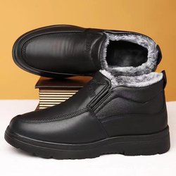 Herren Mittelalter & Ältere Winter Baumwollschuhe: Plüschige, winddichte, warme Schlupf-Dad-Schuhe 42