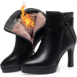 Herbst/Winter Damen Stiletto Stiefeletten - Spitzschuh, Kleiner Absatz, Plus Samt 37