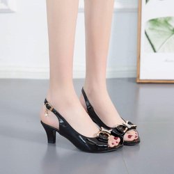 Frauen Sommer aushöhlen große hochhackige Damen Sandalen einzelne Schuhe 40 schwarz