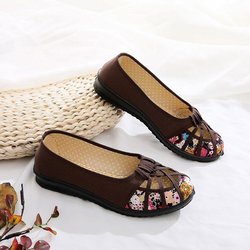 Stoffschuhe Alte Peking-Stoffschuhe Flache Unterseite Weiche Unterseite Netzschuhe Damenschuhe Mode Draußen Tragen Sommersandalen 41 braun