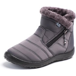 35–43 Damenstiefel in Übergröße, Stiefeletten für Damen, wasserdichtes Obermaterial, PU-Sohle, rutschfest, leicht, warm halten, Winter-Schneestiefel 40 grau