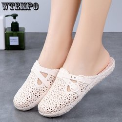 PVC-Slides Damen-Oberbekleidung, löchrige Schuhe, Sommer-Sandalen mit weicher Sohle, dicker Sohle, für das Badezimmer zu Hause, Slipper mit hohlen, umwickelten Zehen, Flip-Flops für den Strand im Freien 39 elfenbein