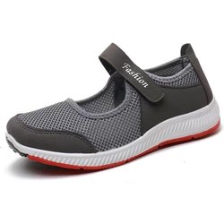 Damen Sportschuhe Mittelalterliche Damen Lässig Mode Hohl Flacher Boden Knopf Lazy Sneaker Übergröße 35-41 41 grau