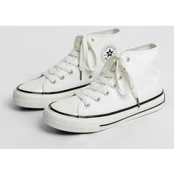 Damen Canvas Sneakers Casual Flat Lace Up High Top weiße Schuhe Unisex Vulkanisierte Schuhe Frau Paar Schuhe 39