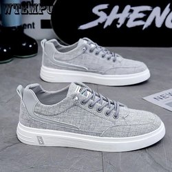 Herrenschuhe Sommer Sport Casual Stoffschuhe Herrenmodelle Canvas Herrenschuhe Flache Sohle Brettschuhe 44 grau