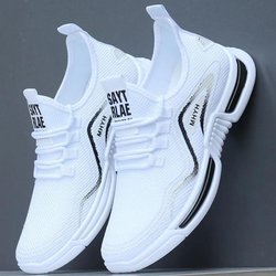 Herren Sport Einzelschuhe Casual Dickbesohlte Atmungsaktive Vorderriemen Runde Zehen Sneaker Schuhe 39-44 43 weiß