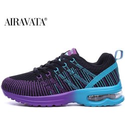 Damen-Freizeitschuhe, bunte Luftpolster-Sneaker, atmungsaktive Schuhe, Tennisschuhe, Größe 35–42 35 schwarz/violett