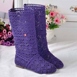 Spitze Hohl Stiefel Schuhe Atmungsaktiv Stricken Linie Mesh Koreanische Hohe Sommer Frauen Stiefel Knie Hohe Damen Schuhe 41 violett