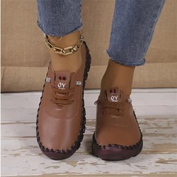 Einfarbige Freizeit-Sneaker für Damen, rutschfeste, atmungsaktive, weiche Low-Top-Sneaker zum Schnüren, vielseitige, bequeme Alltagsschuhe 38
