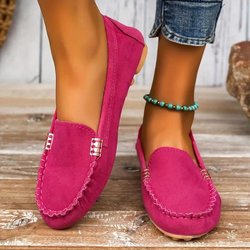 Loafer mit Metalldekor für Damen, lässige flache Slipper, leichte und bequeme Damenschuhe 38 rosa